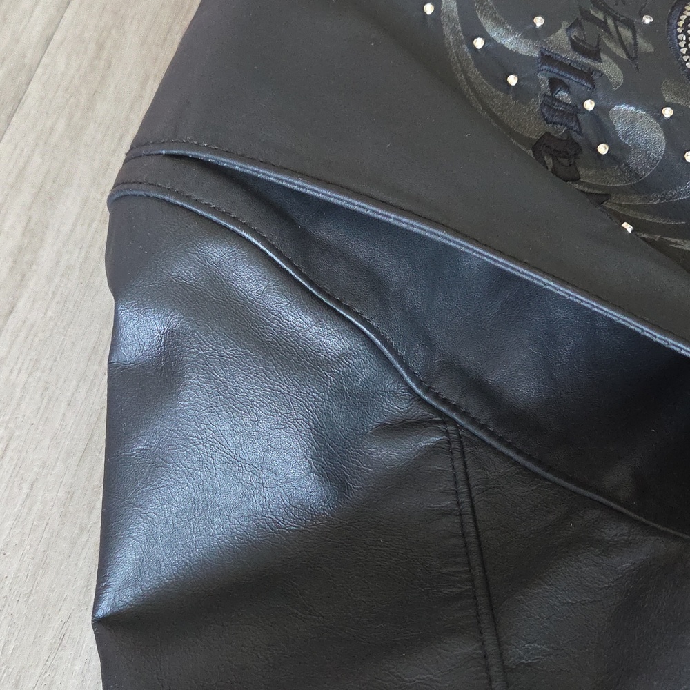 Women's Harley- Davidson Wicked Willie G Skull Genuine Leather Size S. Swarvoski - Picture 6 of 16